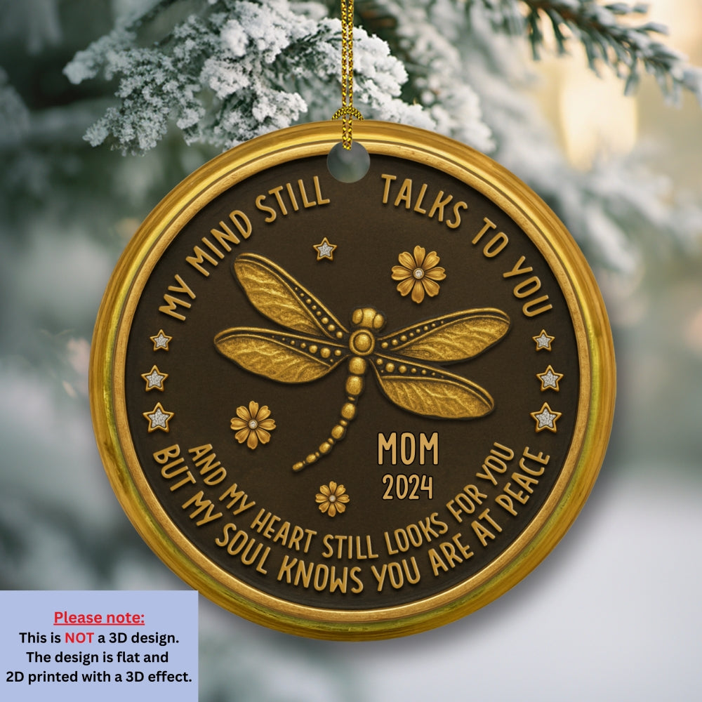 Custom Memorial Christmas Ornament, Sympathy Keepsake •  Talk To You Forever - Personalized Ceramic Ornament