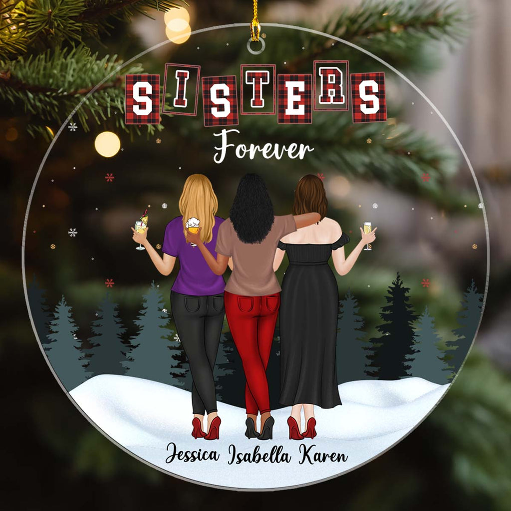 Custom Friendship Christmas Ornament, Best Friend Gift •  Forever Besties - Personalized Acrylic Ornament