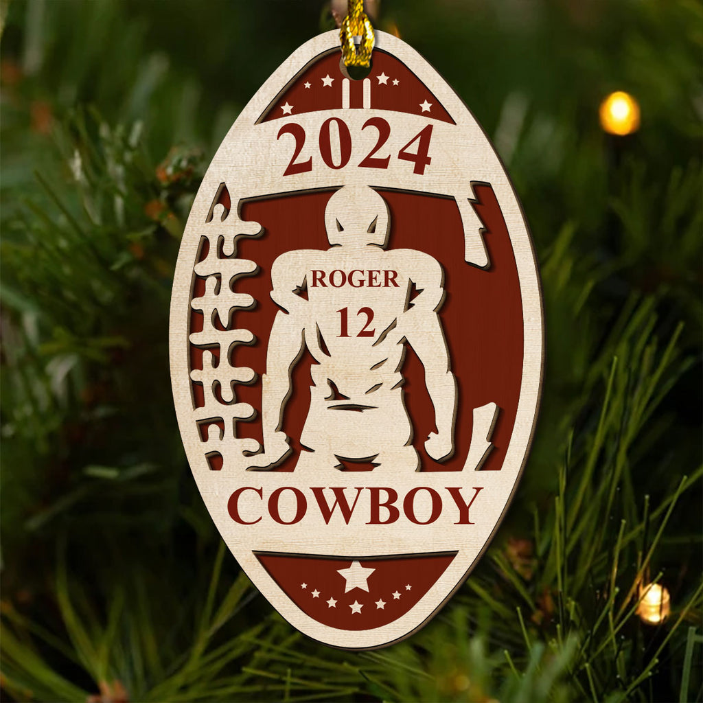 Custom Keepsake Christmas Ornament •  Rucking And Rolling On The Rugby Field - Personalized 2-Layered Wood Ornament