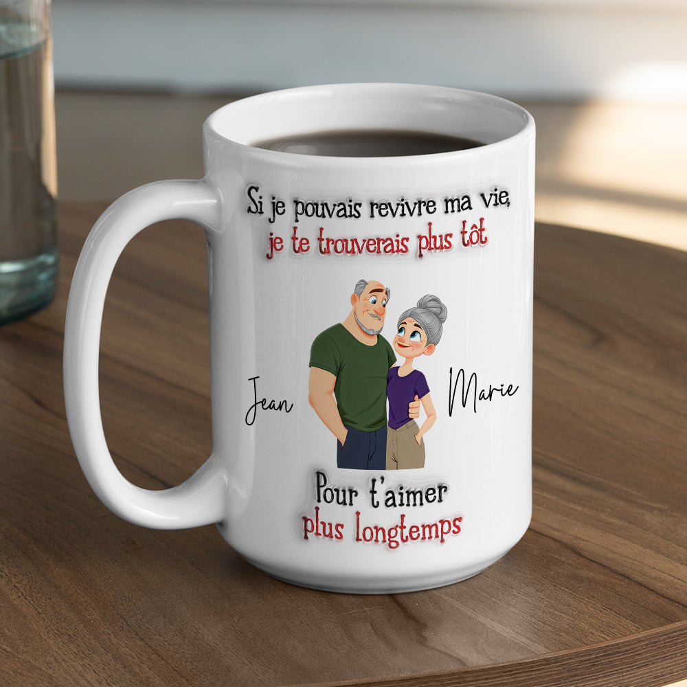Custom Anniversary Keepsake Gifts For Couple • Je t’aime tellement – Mug personnalisé avec effet 3D gonflé