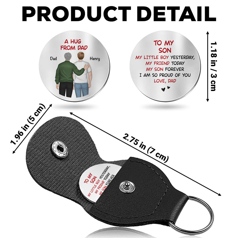 Custom Coin Keychain for Son, Father's Day Birthday Gifts • Forever Proud Of You - Personalized Pocket Hug