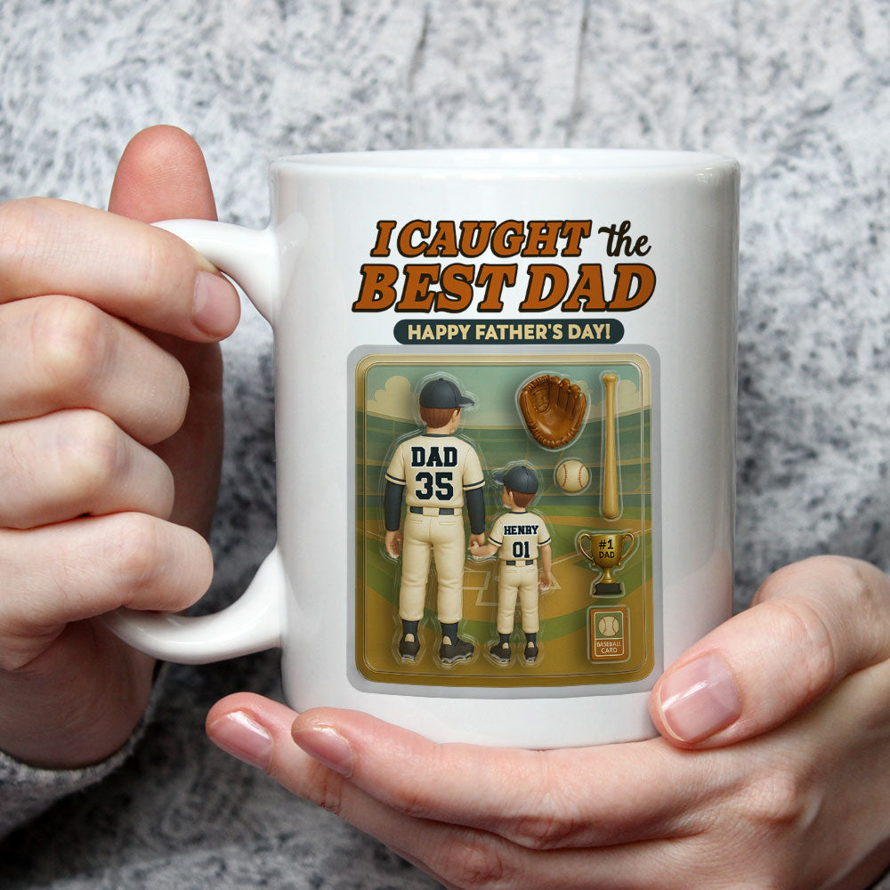 Custom Father's Day, Special Gift for Dad & Grandpa • We Caught The Best Dad Baseball - Personalized Coffee Mug