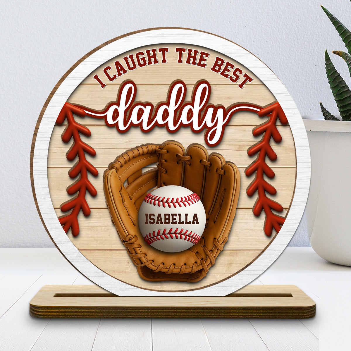 Custom Father's Day Decor, Gift for Dad & Grandpa • Daddy Team - Personalized 2-Layer Wood Plaque With Flat