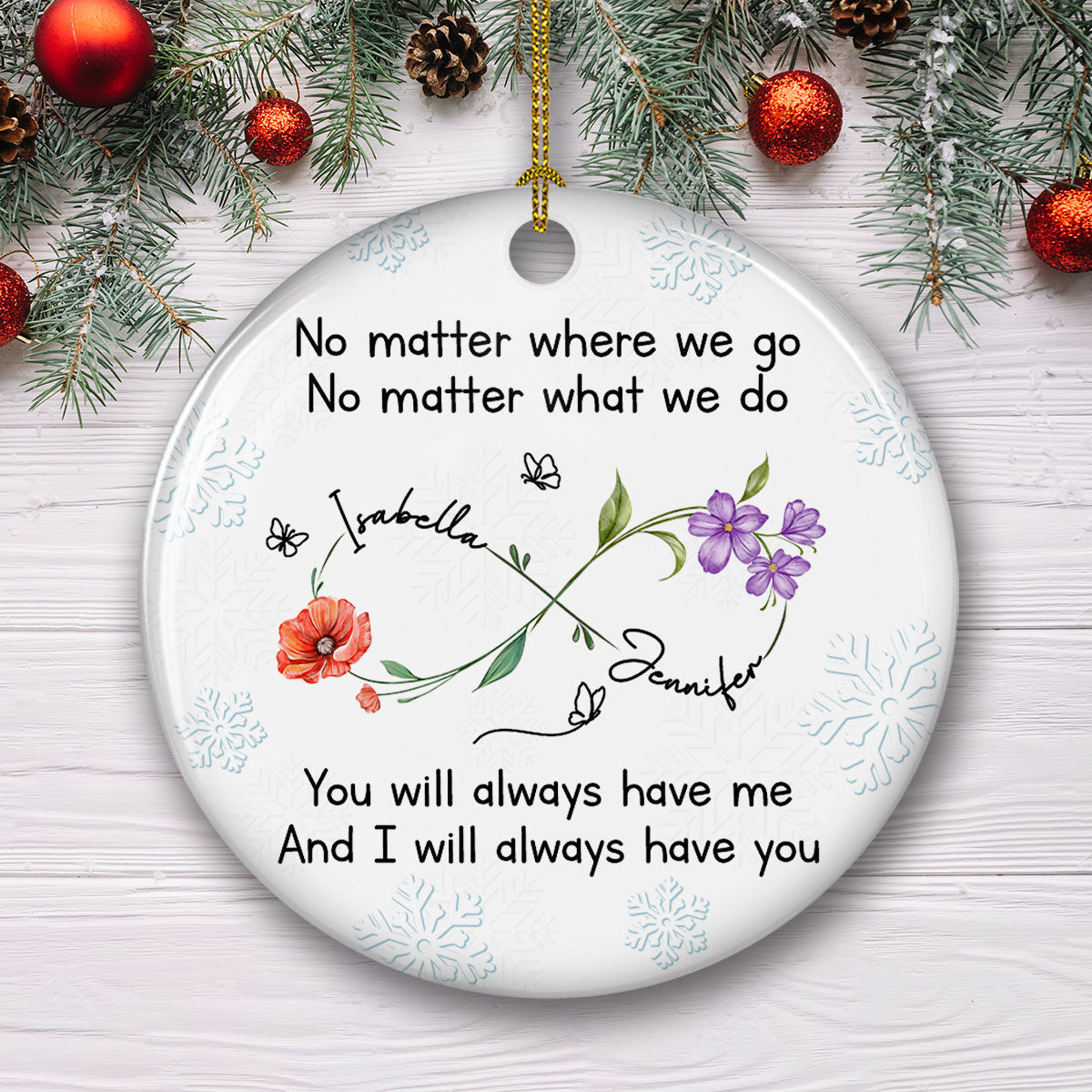 Custom Friendship Christmas Ornament, Best Friend Gift •  Bestie Always Have You - Personalized Ceramic Ornament