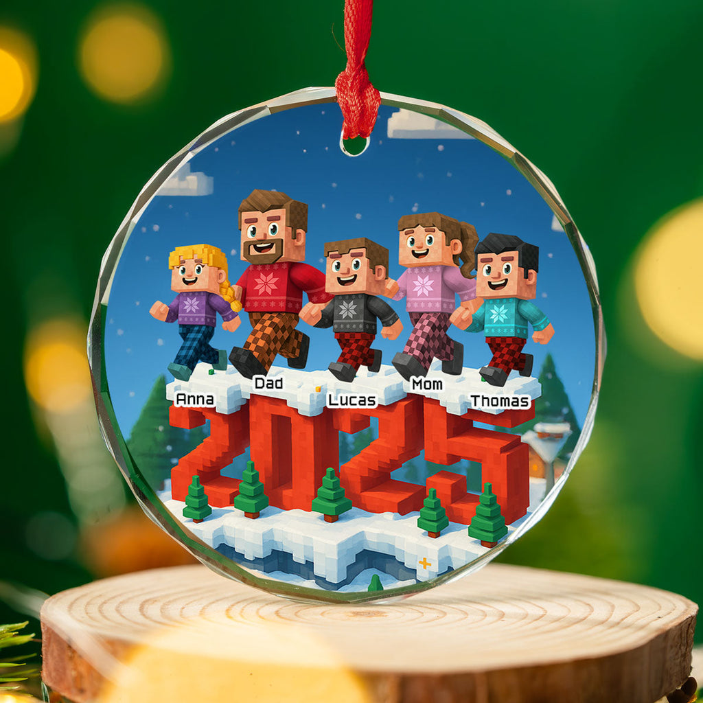 Custom Family Ornament, Christmas Gift for Family Members •  Us In This Year - Personalized 3D Effect Glass Ornament