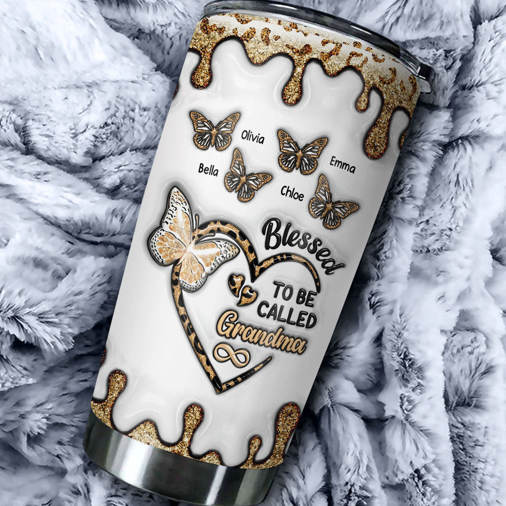 Custom Mother's Day Birthday Gifts For Grandma • Butterfly Grammy - Personalized 3D Inflated Effect Tumbler