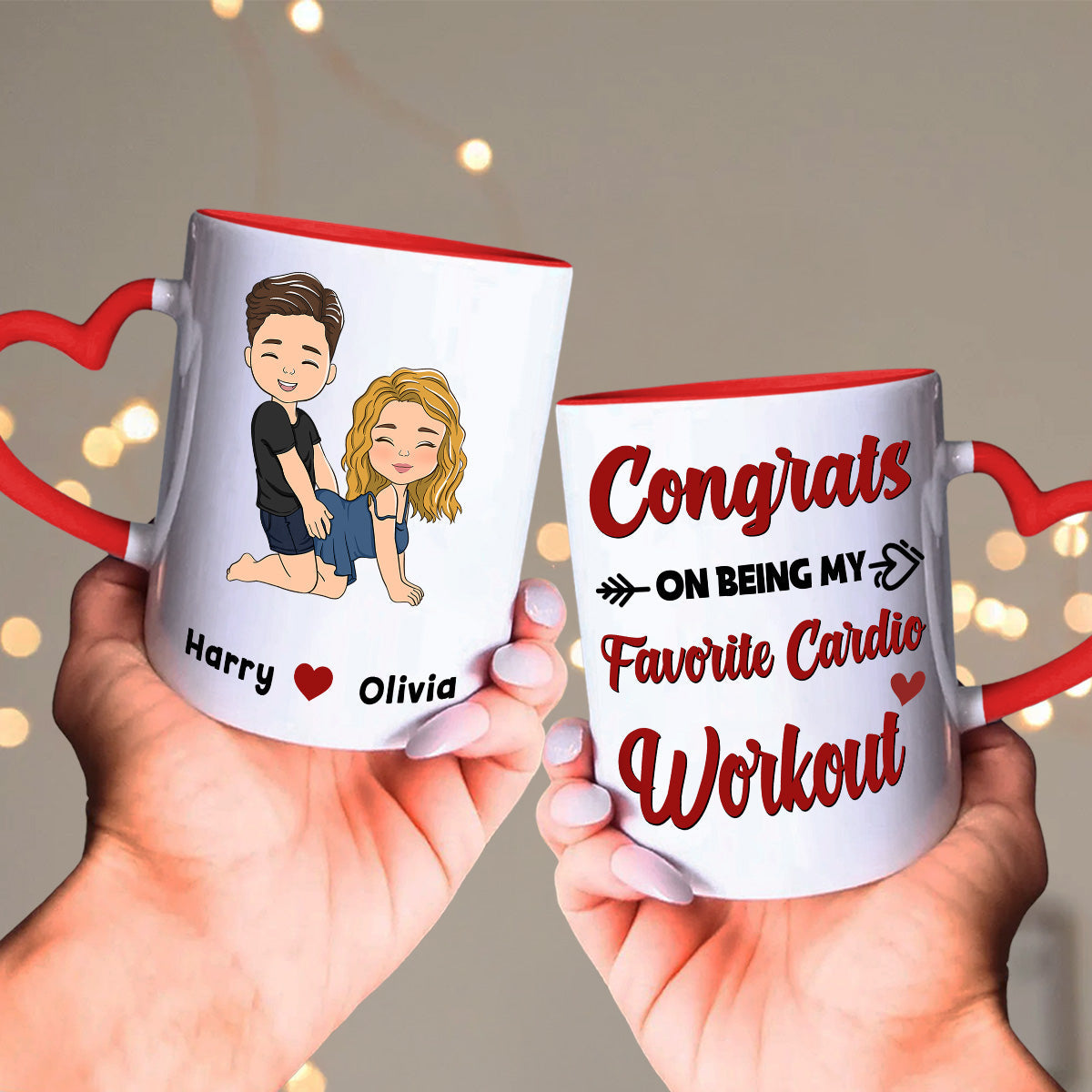Custom Anniversary Keepsake Gifts For Couple • You Lucky Bastard - Personalized Heart Handle Mug