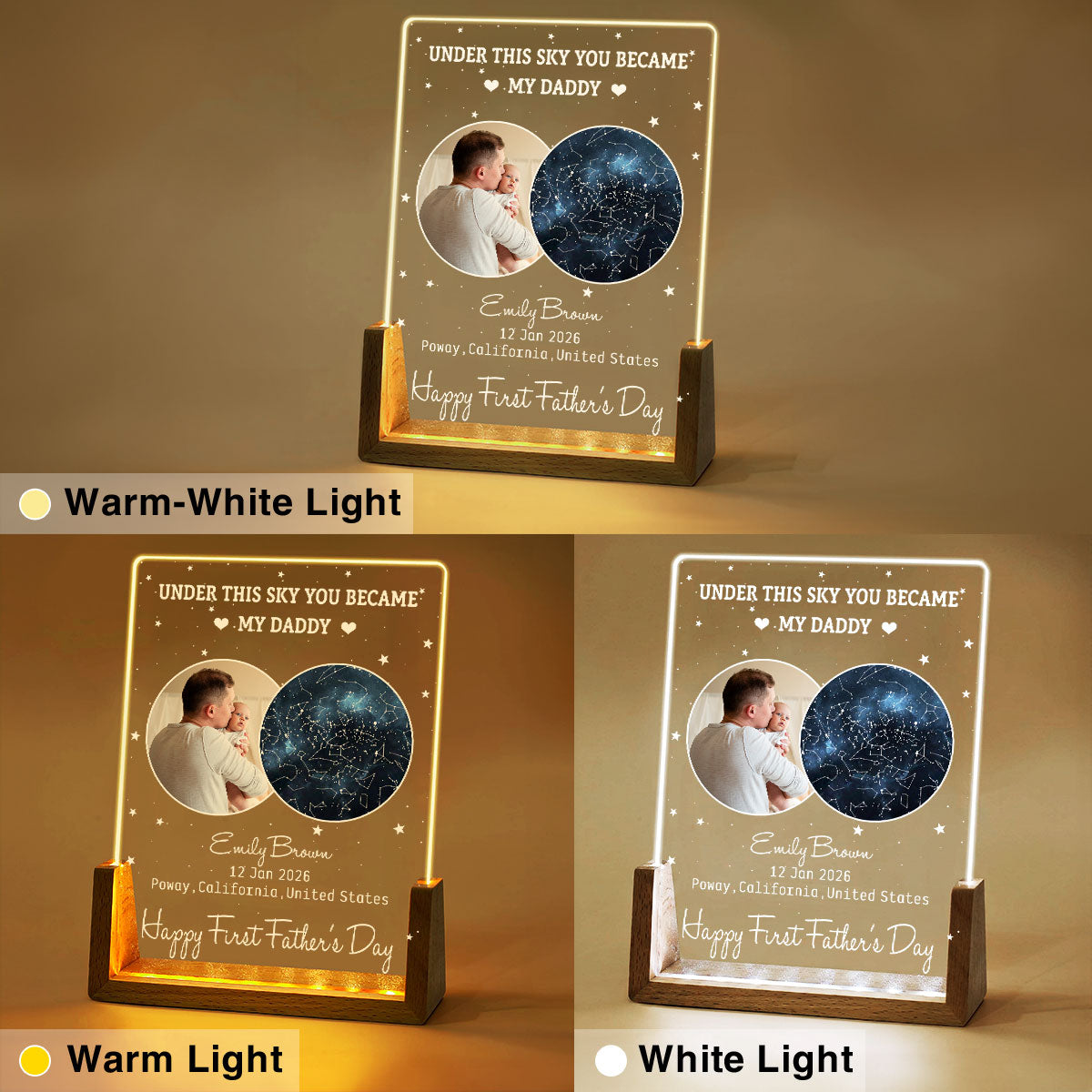 Custom Photo First Father's Day Gift for New Dads • Under This Moon You Became My Daddy - Personalized Night Light