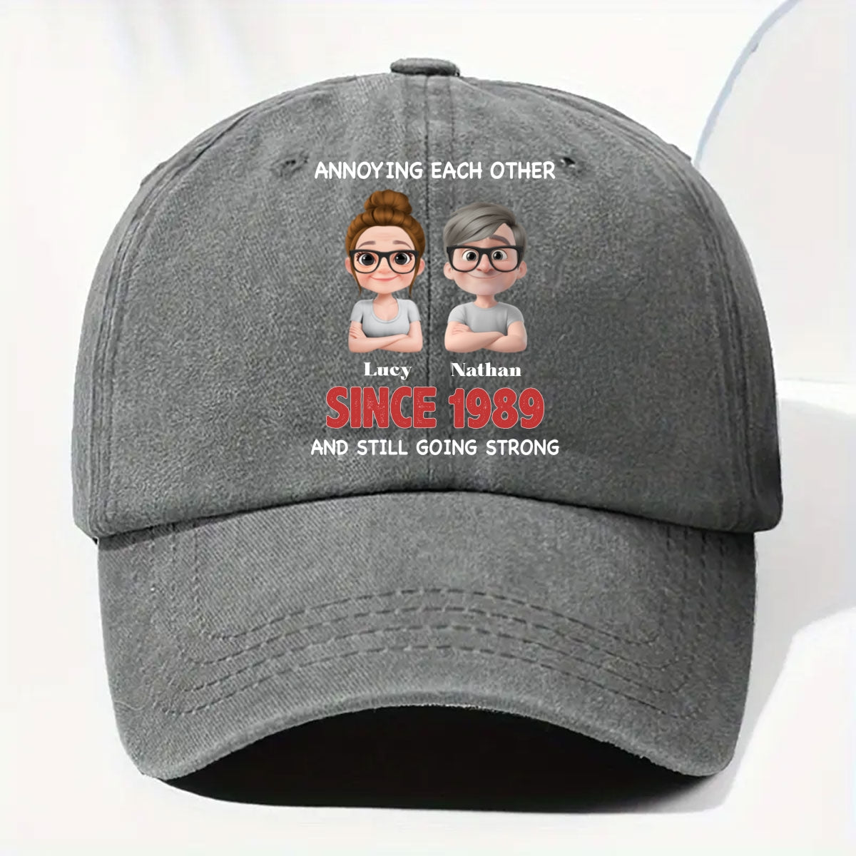 Together Forever - Personalized Vintage Washed Denim Cap