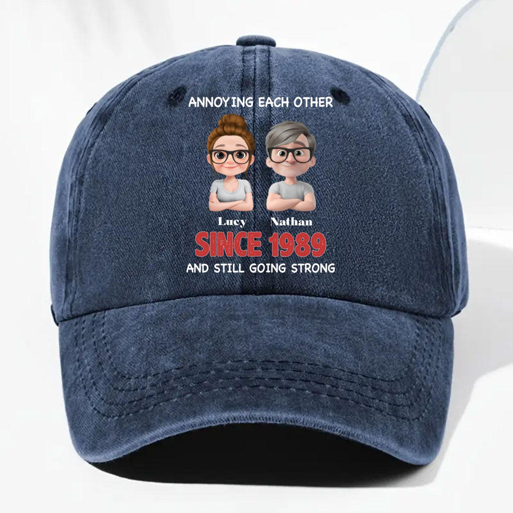 Together Forever - Personalized Vintage Washed Denim Cap