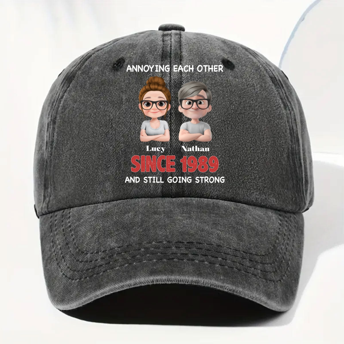 Together Forever - Personalized Vintage Washed Denim Cap