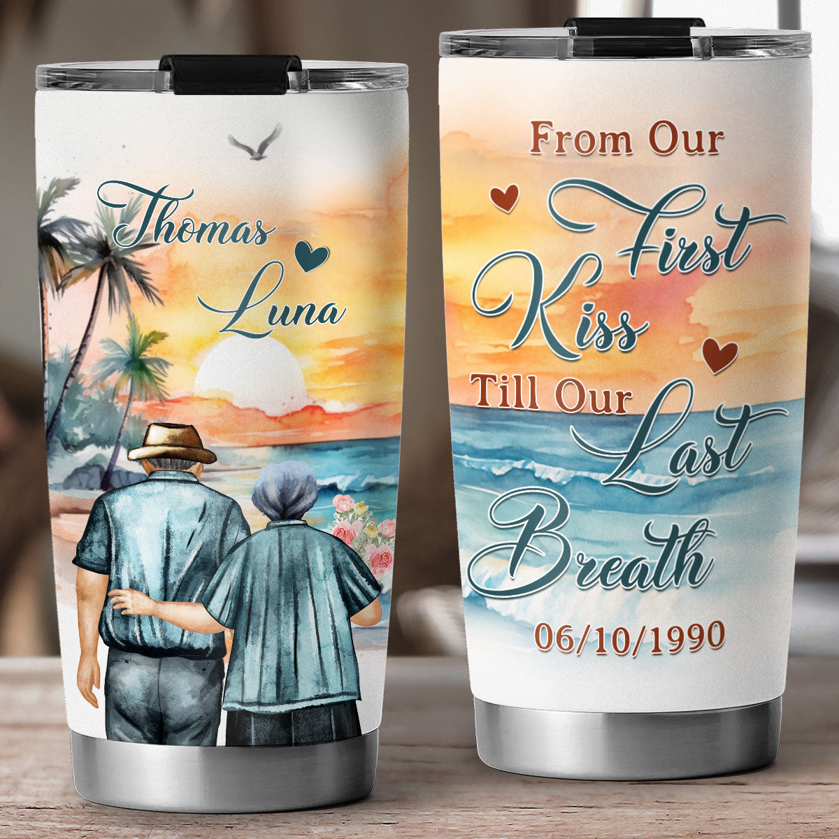 Custom Christmas Anniversary Gifts For Wife • From Our First Kiss - Personalized Tumbler