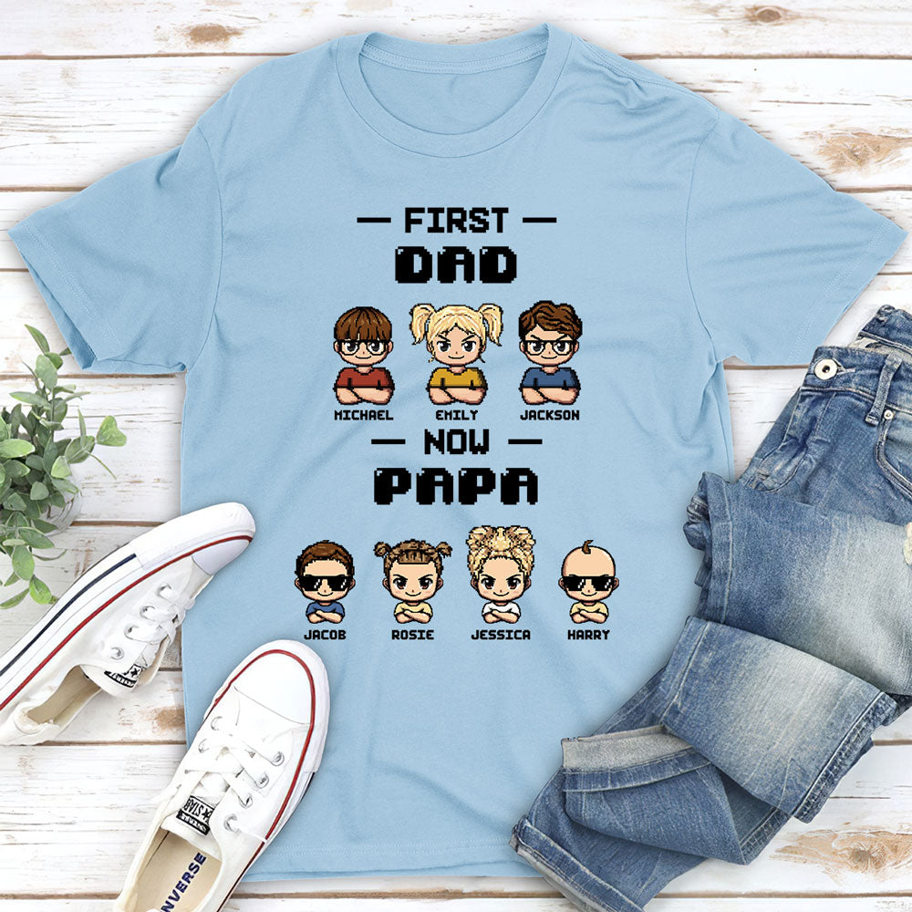 Custom Father's Day, Special Gift for Dad & Grandpa • First Dad Now Papa Cartoon - Personalized Shirt