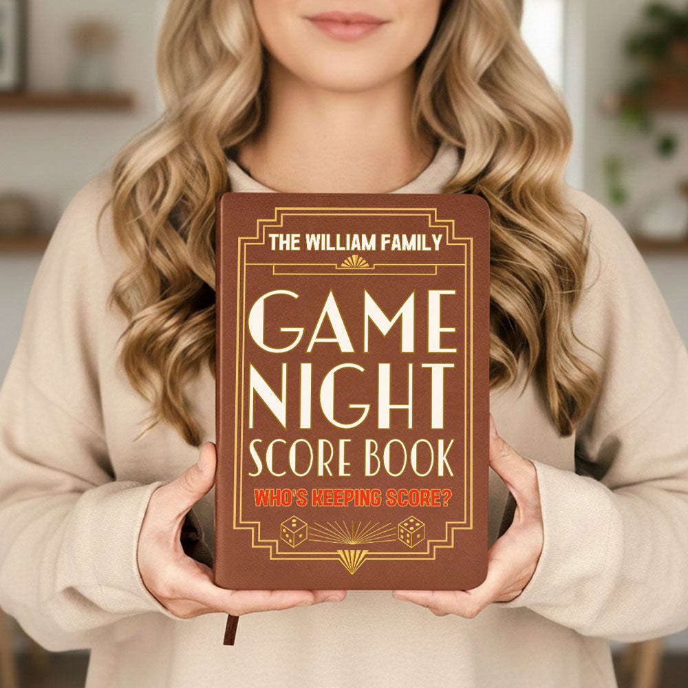 Custom Game Night Score Book For Family, Couples, Grandparents, Board Game Lover • Game Night Game Log - Personalized Leather Journal
