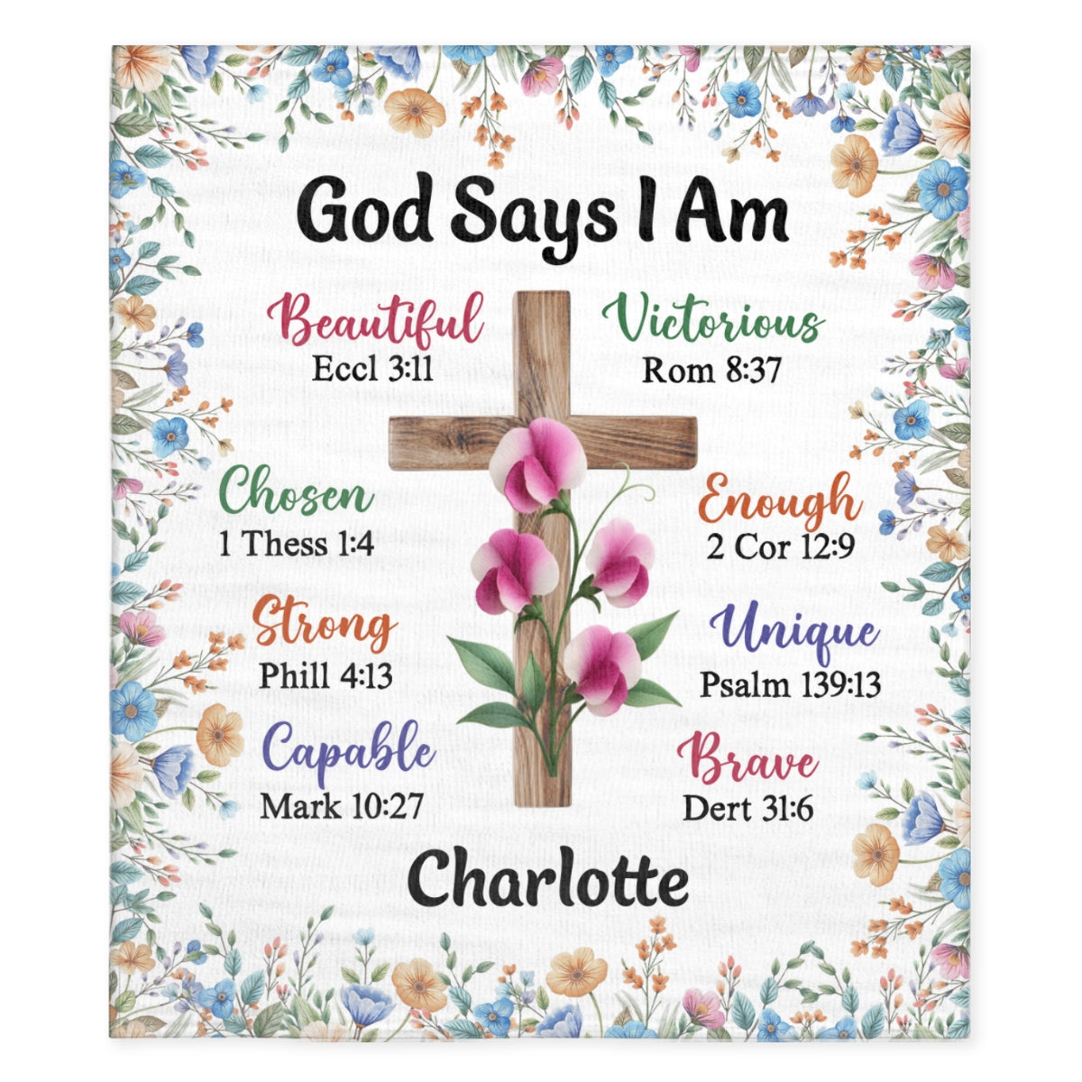 God Says I Am - Personalized Fleece Blanket