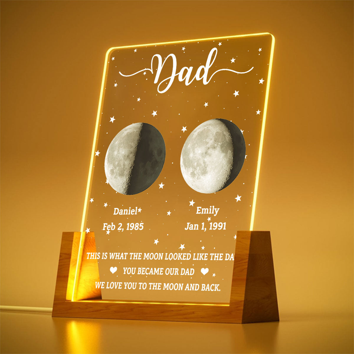 Custom Father's Day Gift for Dad Grandpa • This Is What The Moon Looked Like - Personalized Night Light