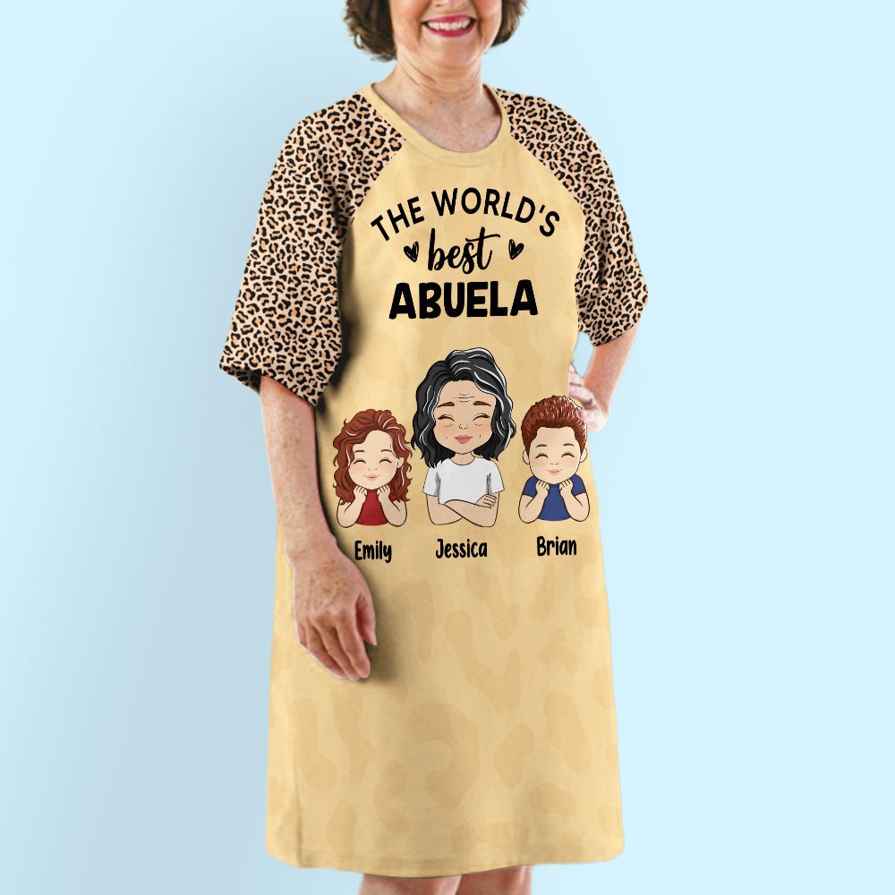 The World's Best Grandma - Personalized 3/4 Sleeve Dress