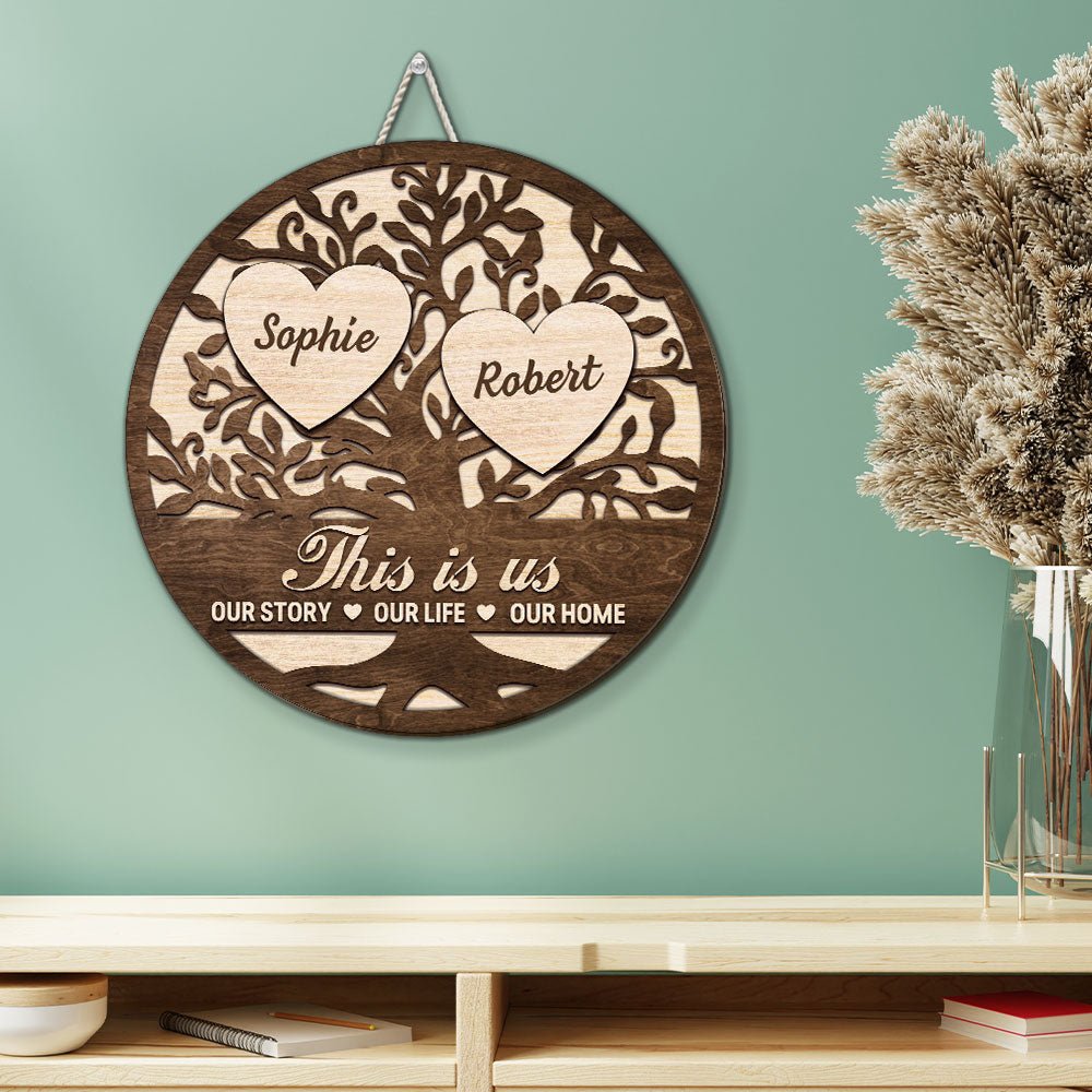 Custom Couple Anniversary Wall Decor Keepsake Gift • This Is Our Home - Personalized Wood Sign