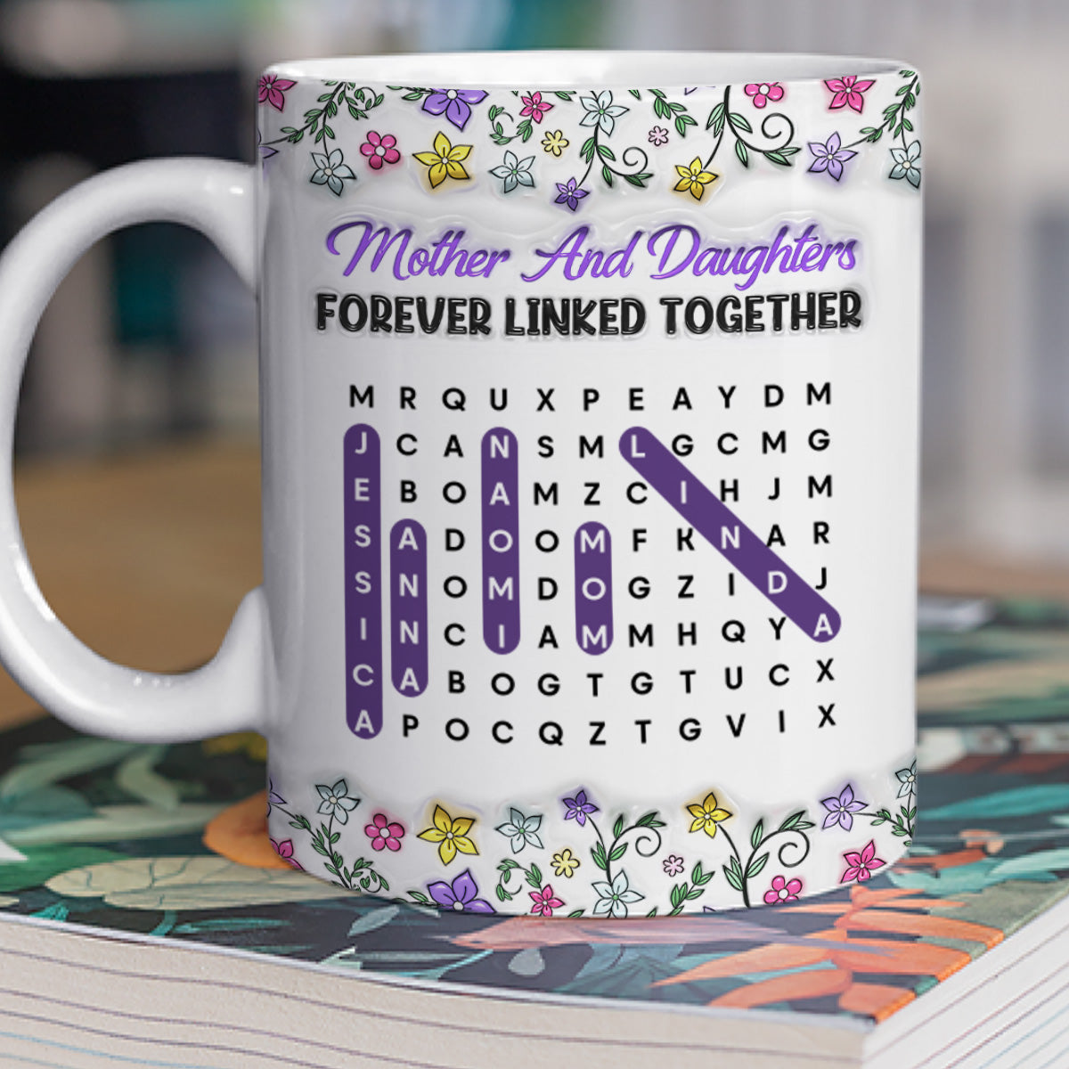 Custom Mother's Day Gift for Daughter • Mother And Daughter Word Search Puzzle - Personalized 3D Inflated Effect Mug