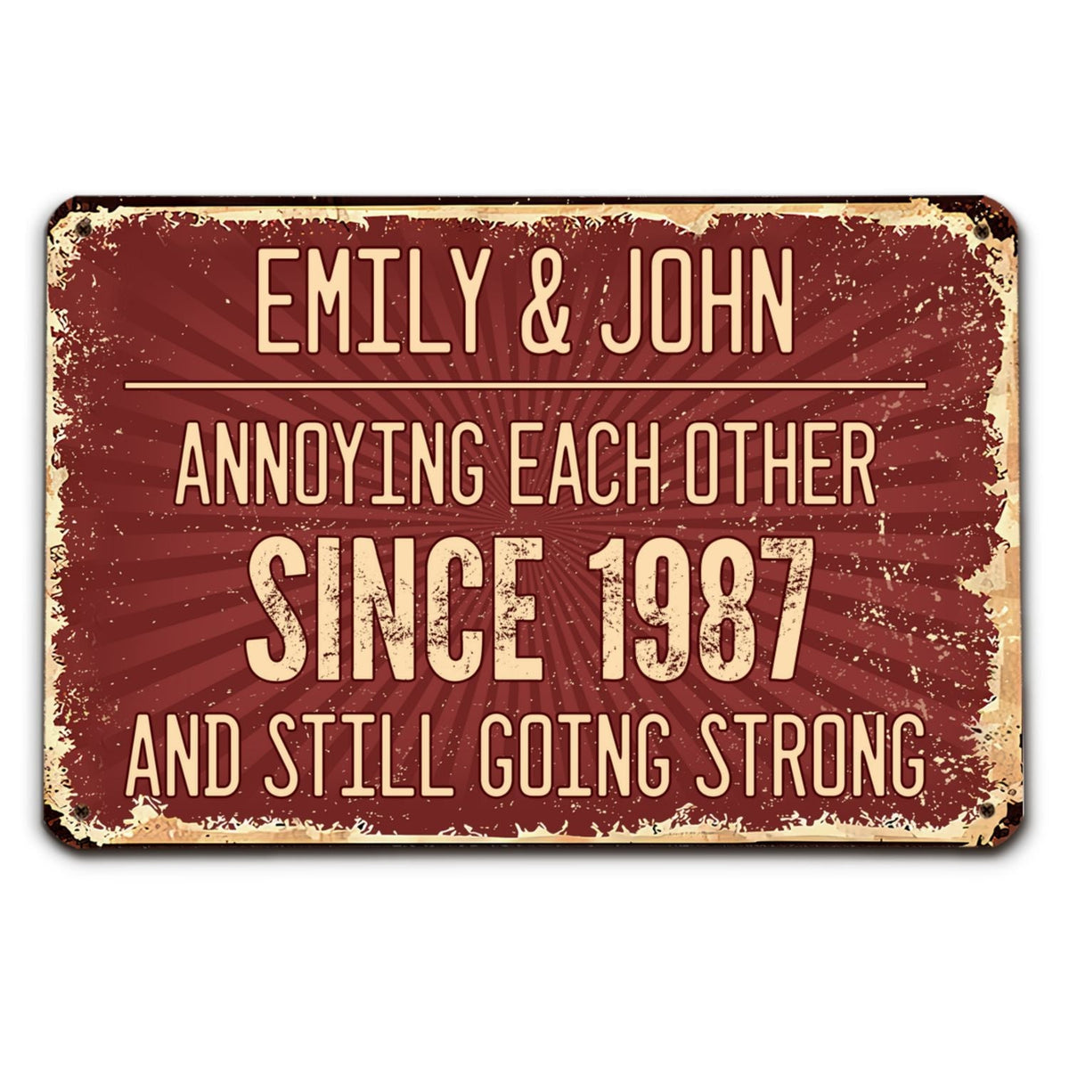 Custom Couple Anniversary Wall Decor Keepsake Gift • Annoying Each Other - Personalized Metal Sign