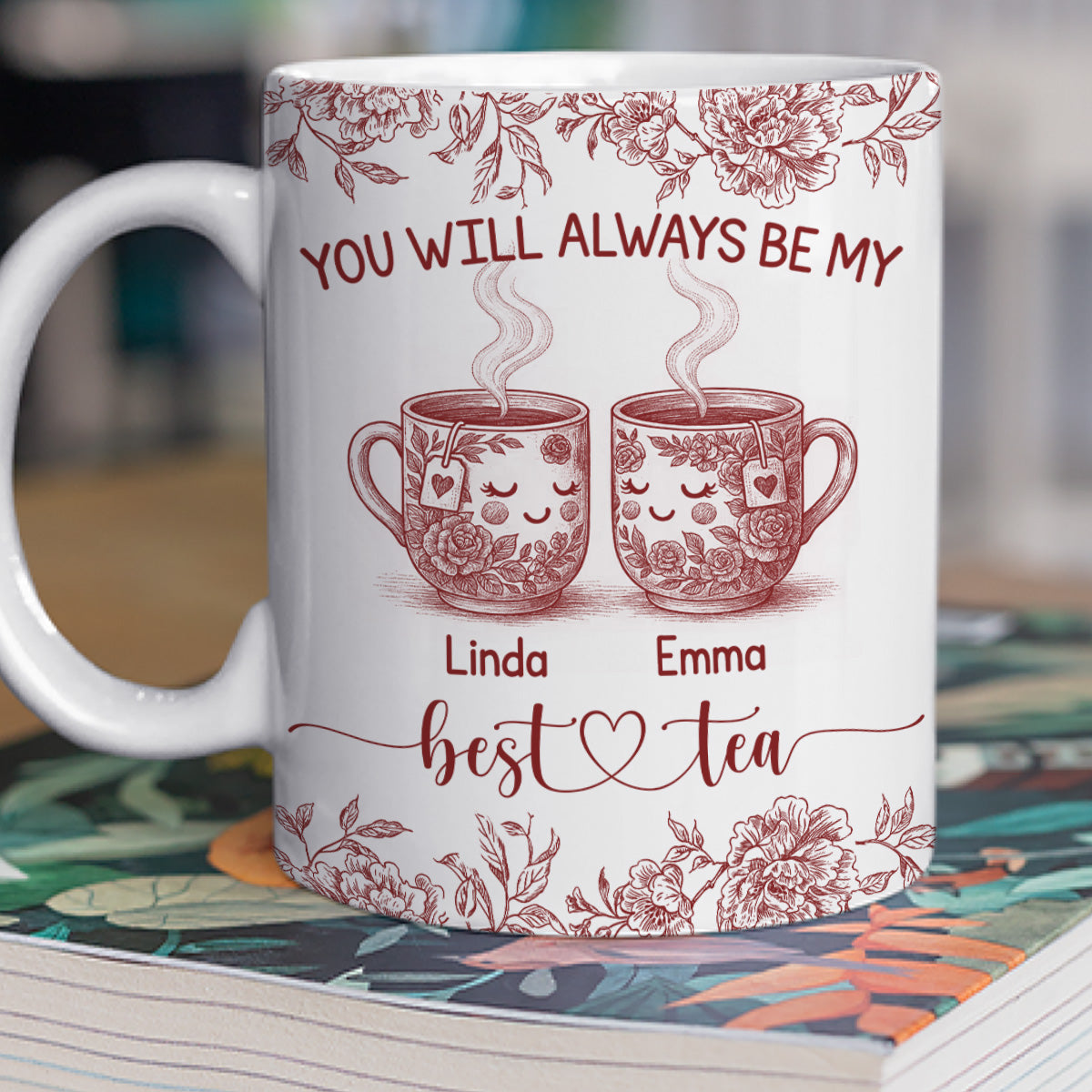Custom Best Friend, Christmas & Birthday Friendship Keepsake Gift • Best Tea In The World - Personalized Coffee Mug
