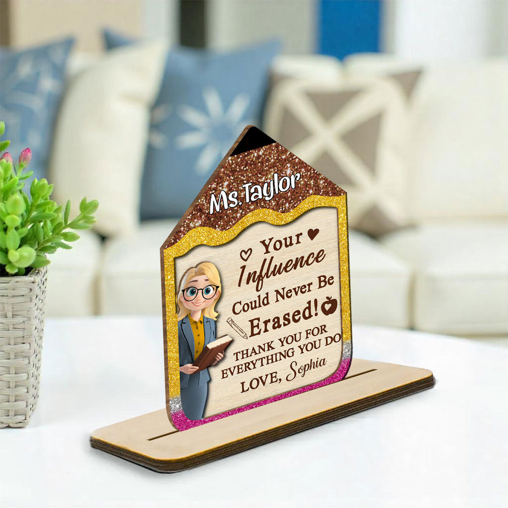Custom Decor, Christmas Birthday Anniversary Gift Keepsake • Best Teacher Ever - Personalized 2-Layer Wood Plaque With Flat Base