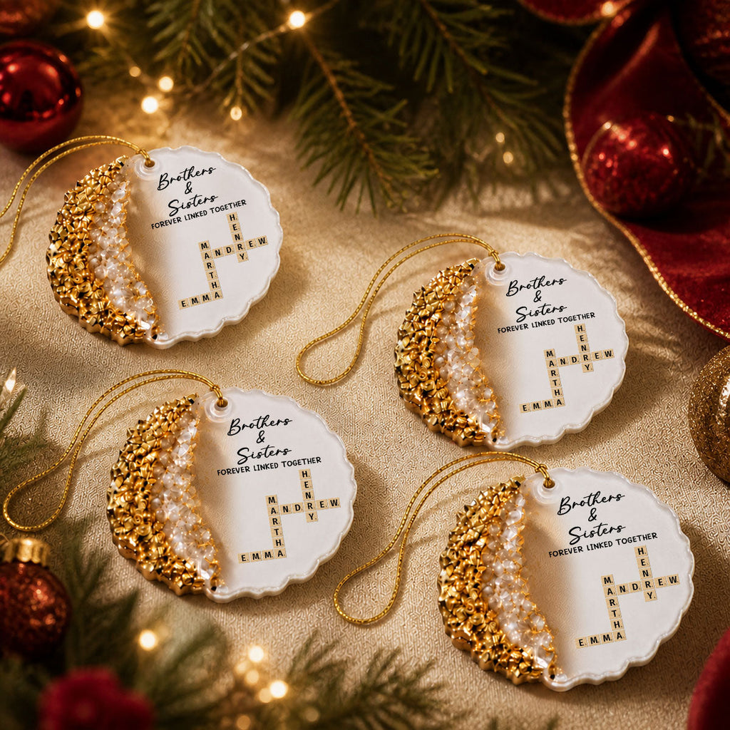Custom Brothers & Sisters Christmas Ornament •  Family Roots Keep Us Together - Personalized Resin Ornament