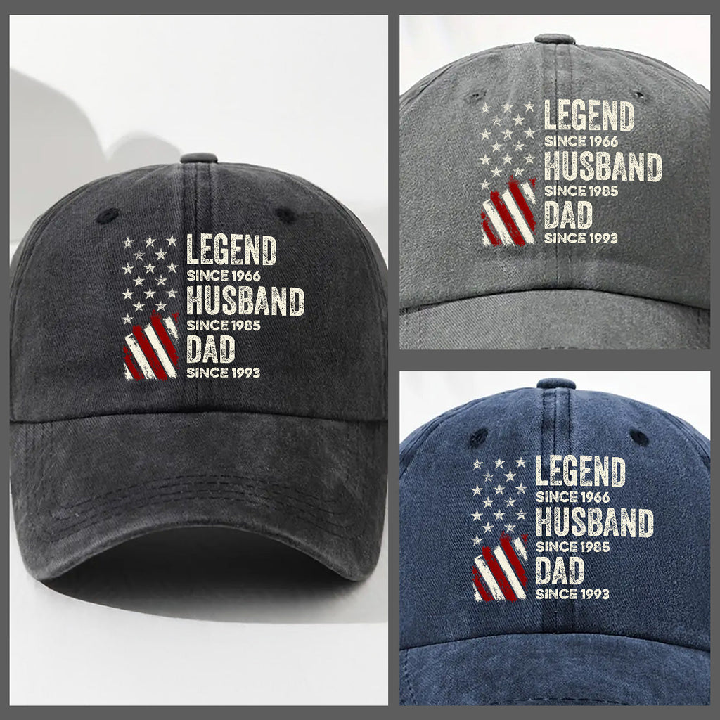 Custom Christmas Headwear Birthday Gifts for Grandpa • Just Keep Getting Better - Personalized Vintage Washed Denim Cap