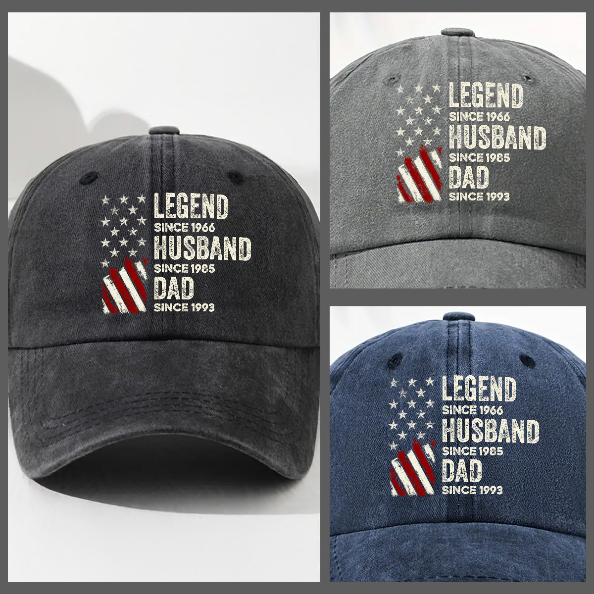 Custom Christmas Headwear Birthday Gifts for Grandpa • Just Keep Getting Better - Personalized Vintage Washed Denim Cap