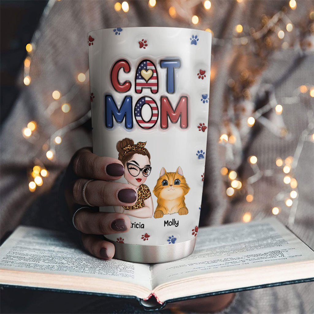 Lovely Cat Mom Version 3 - Personalized 3D Inflated Effect Tumbler