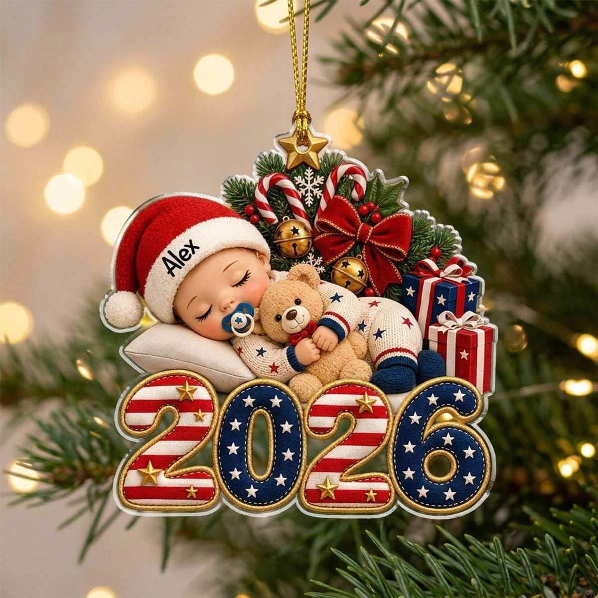 Custom Family First Christmas Ornament •  Christmas Dream Baby - Personalized Acrylic Ornament