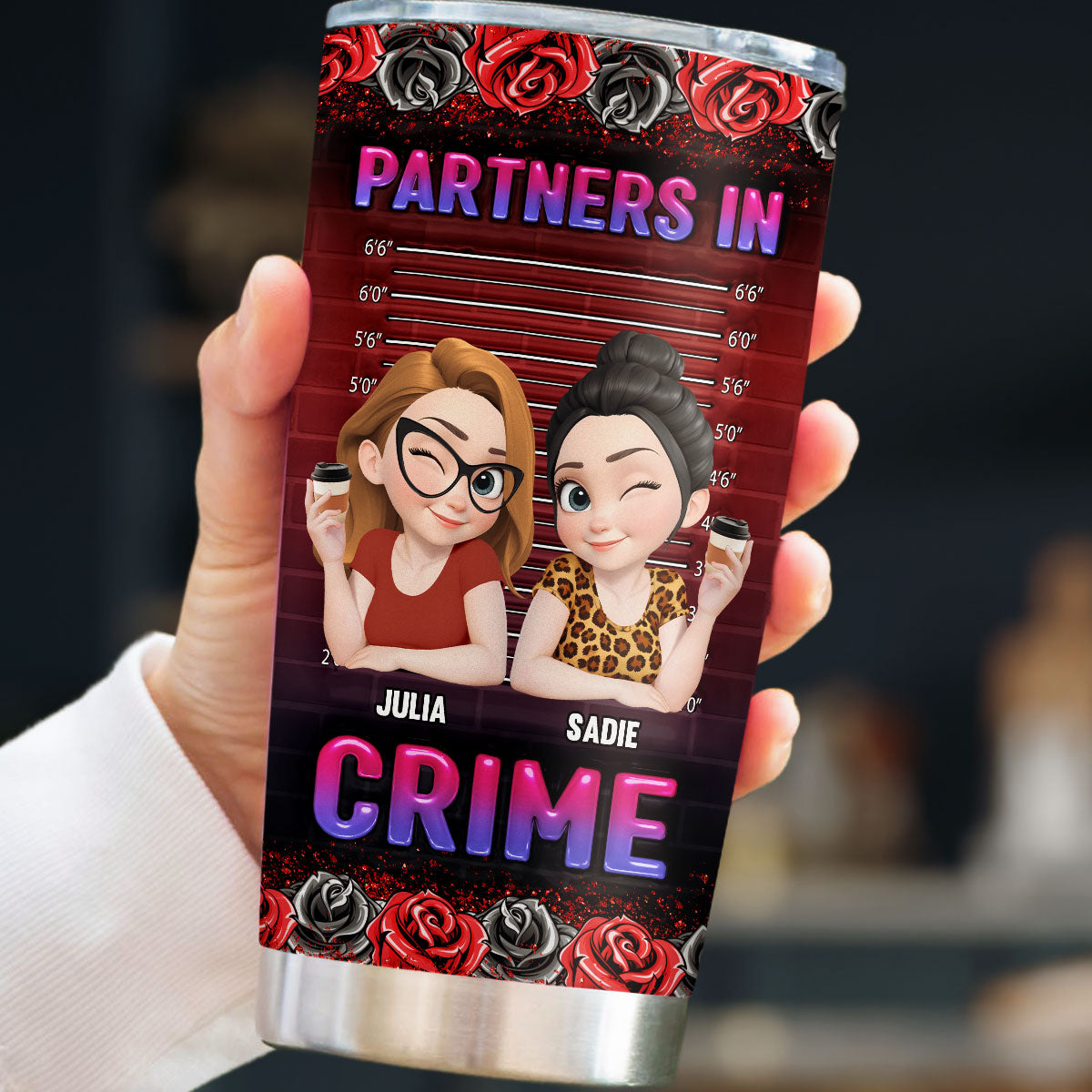Custom Christmas Birthday Gifts For Best Friend • My Partners In Crime - Personalized 3D Inflated Effect Tumbler