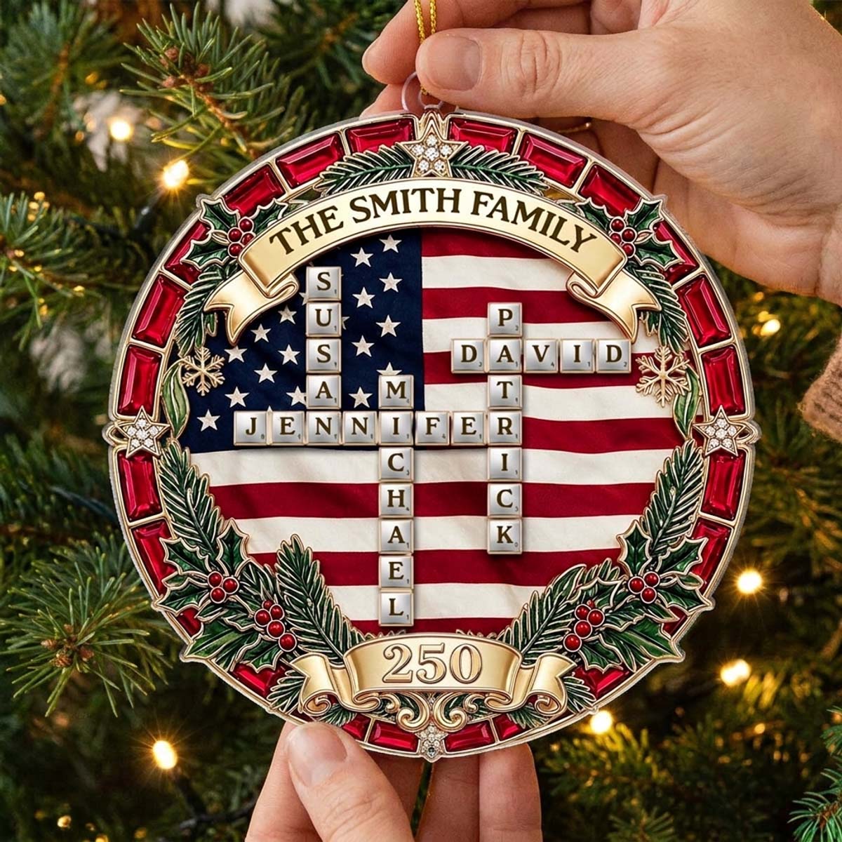 Custom Keepsake Christmas Ornament •  Special Names Crossword - Personalized Acrylic Ornament