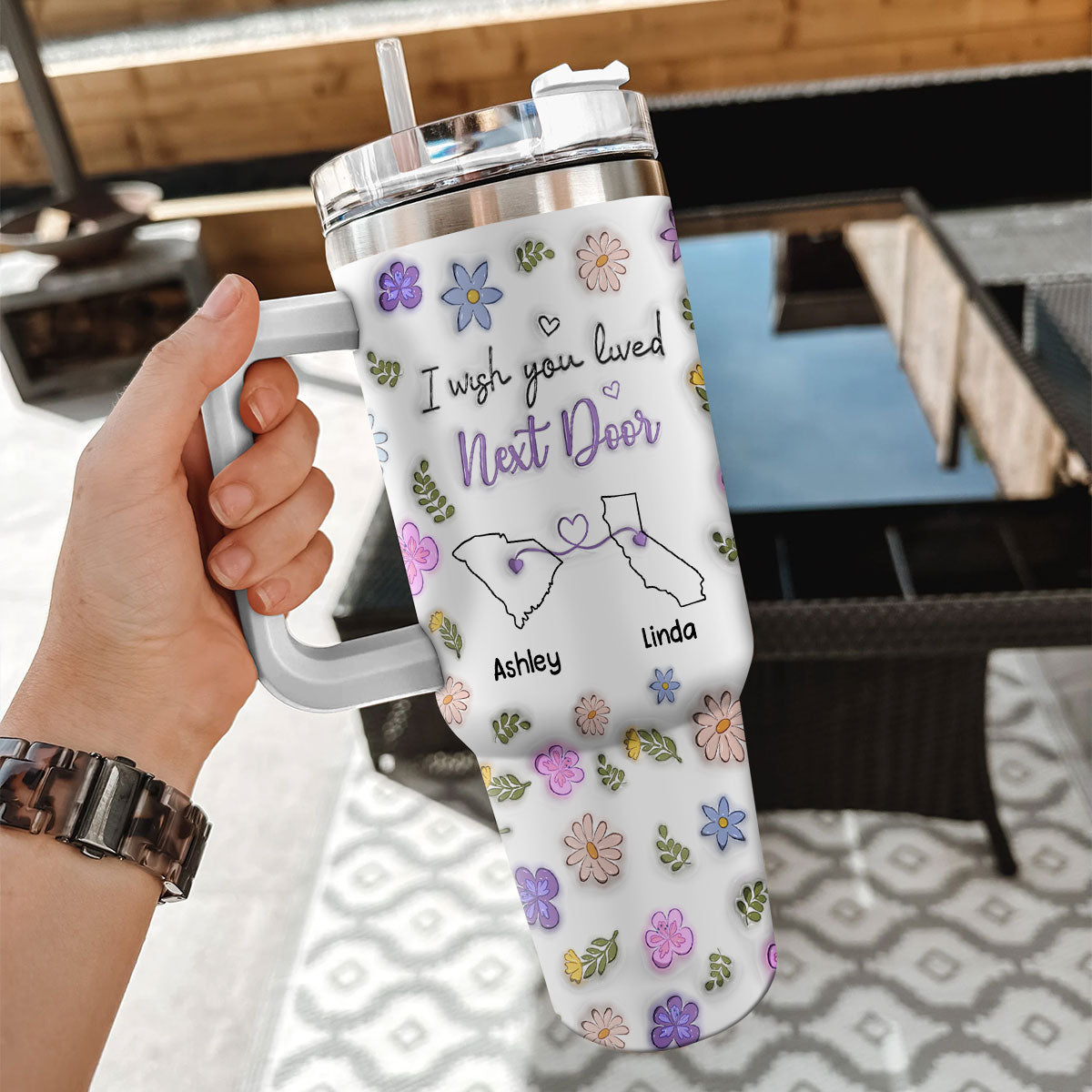Custom Christmas Birthday Gifts For Best Friend • I Wish We Lived Closer - Personalized 3D Inflated Effect Printed 40 Oz Tumbler