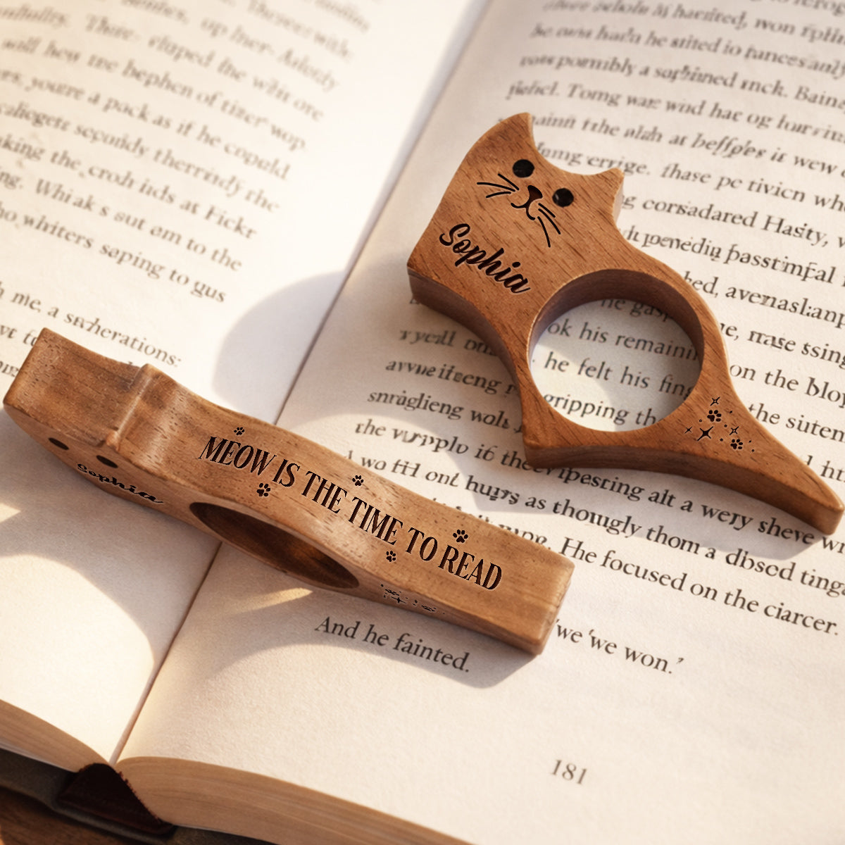 Custom Christmas Birthday Bookish Gifts For Book Lovers & Cat Lovers • Flicks And Plot Twists - Personalized Cat Book Page Holder