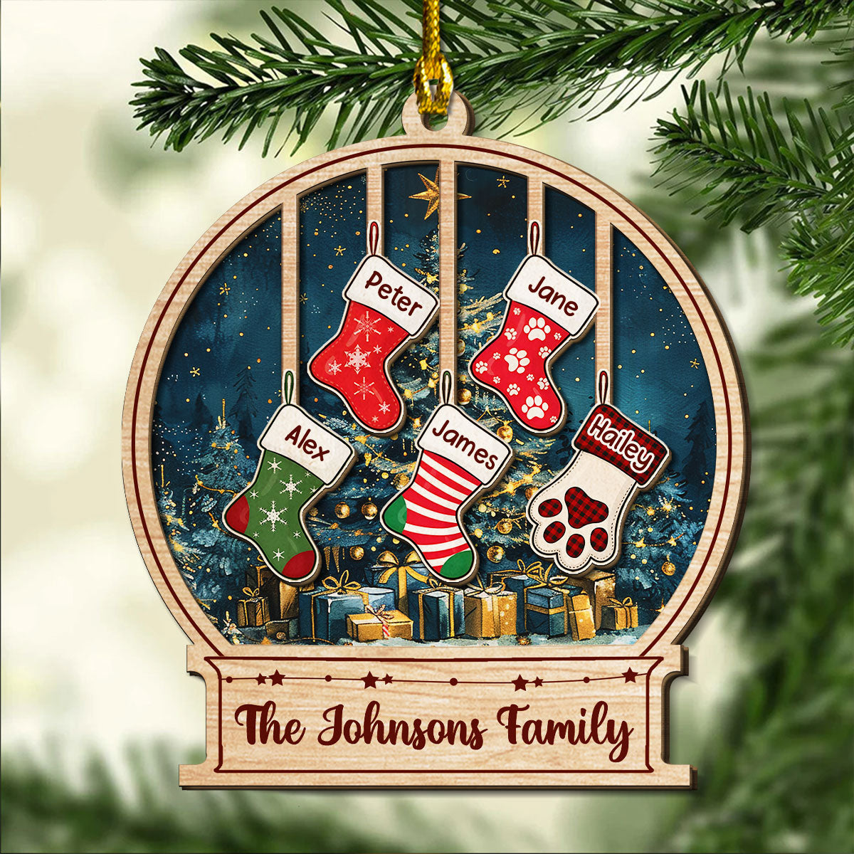 Custom Keepsake Christmas Ornament •  Our Family This Christmas - Personalized 2-layered Wood Ornament