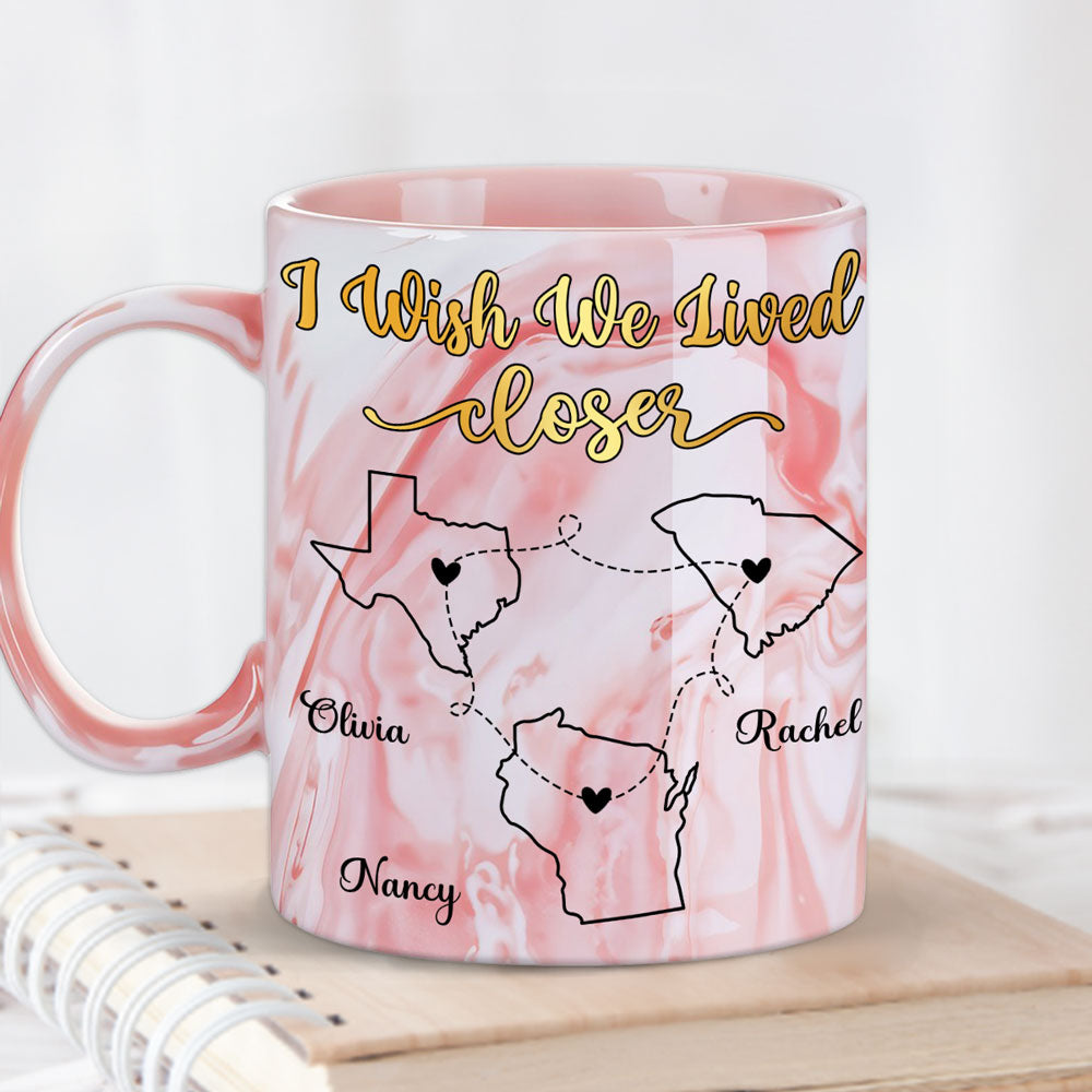 Custom Best Friend, Christmas & Birthday Friendship Keepsake Gift • By My Side - Personalized Pink Marble Mug