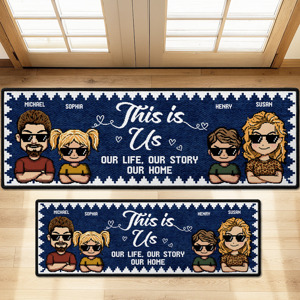 Custom Family Name Rug, Housewarming Birthday Gift For Family Members • Home Sweet Home - Personalized Runner Rug
