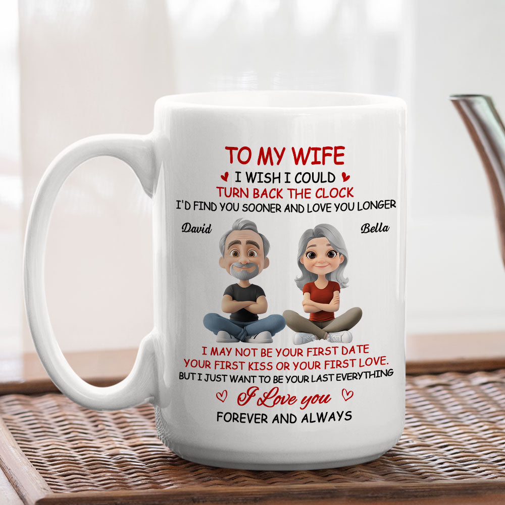 Custom Anniversary Keepsake Gifts For Couple • I Wish I Could Turn Back The Clock - Personalized Coffee Mug