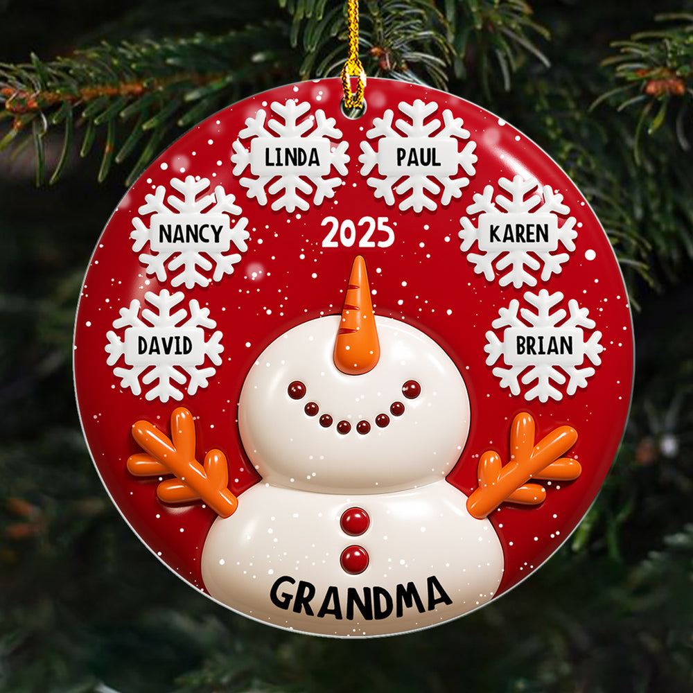 Custom Family Ornament, Christmas Gift for Family Members •  Snowy Kids - Personalized 3D Inflated Effect Acrylic Ornament