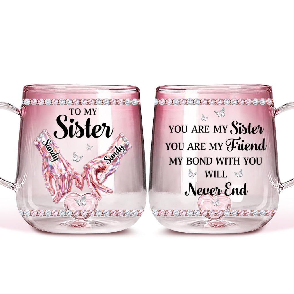 Custom Christmas & Birthday Gift For Sister • Sisters Always Stand Together - Personalized Pink Gradient Glass Mug