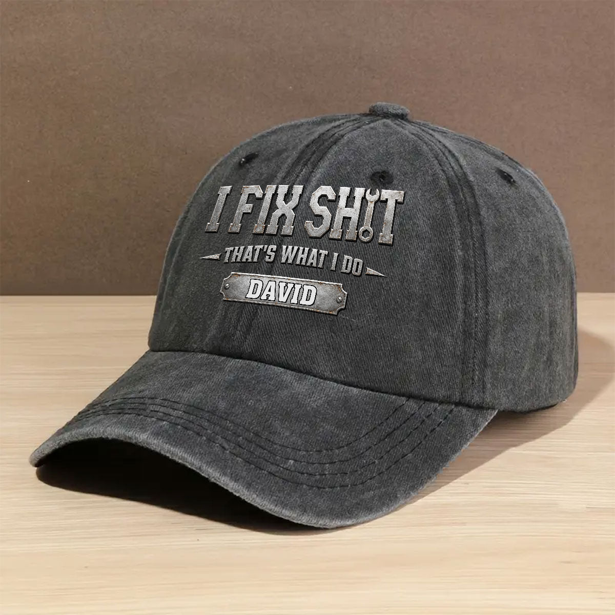 Custom Father's Day Christmas Birthday Gifts for Dad • I Fix Everything - Personalized Vintage Washed Denim Cap