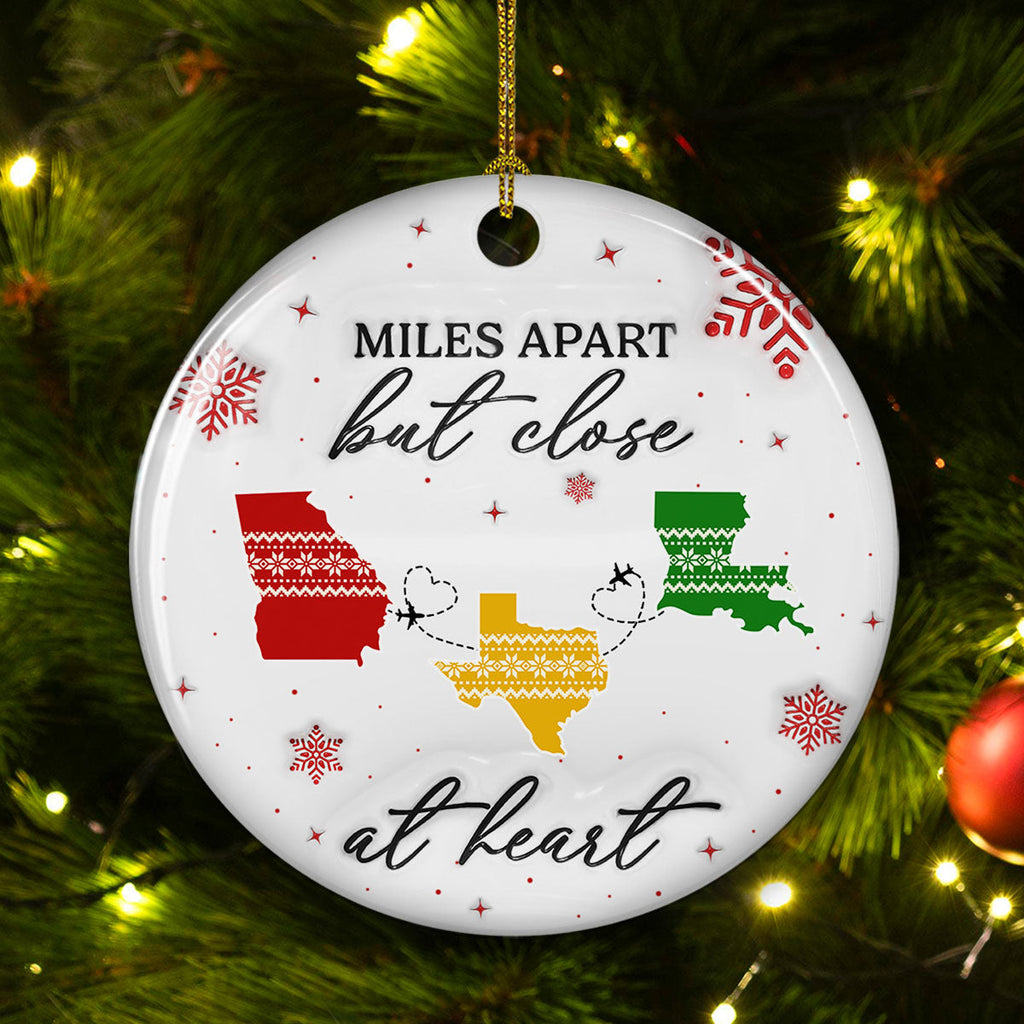 Custom Family Ornament, Christmas Gift for Family Members •  Home Is Where - Personalized 3D Inflated Effect Ceramic Ornament