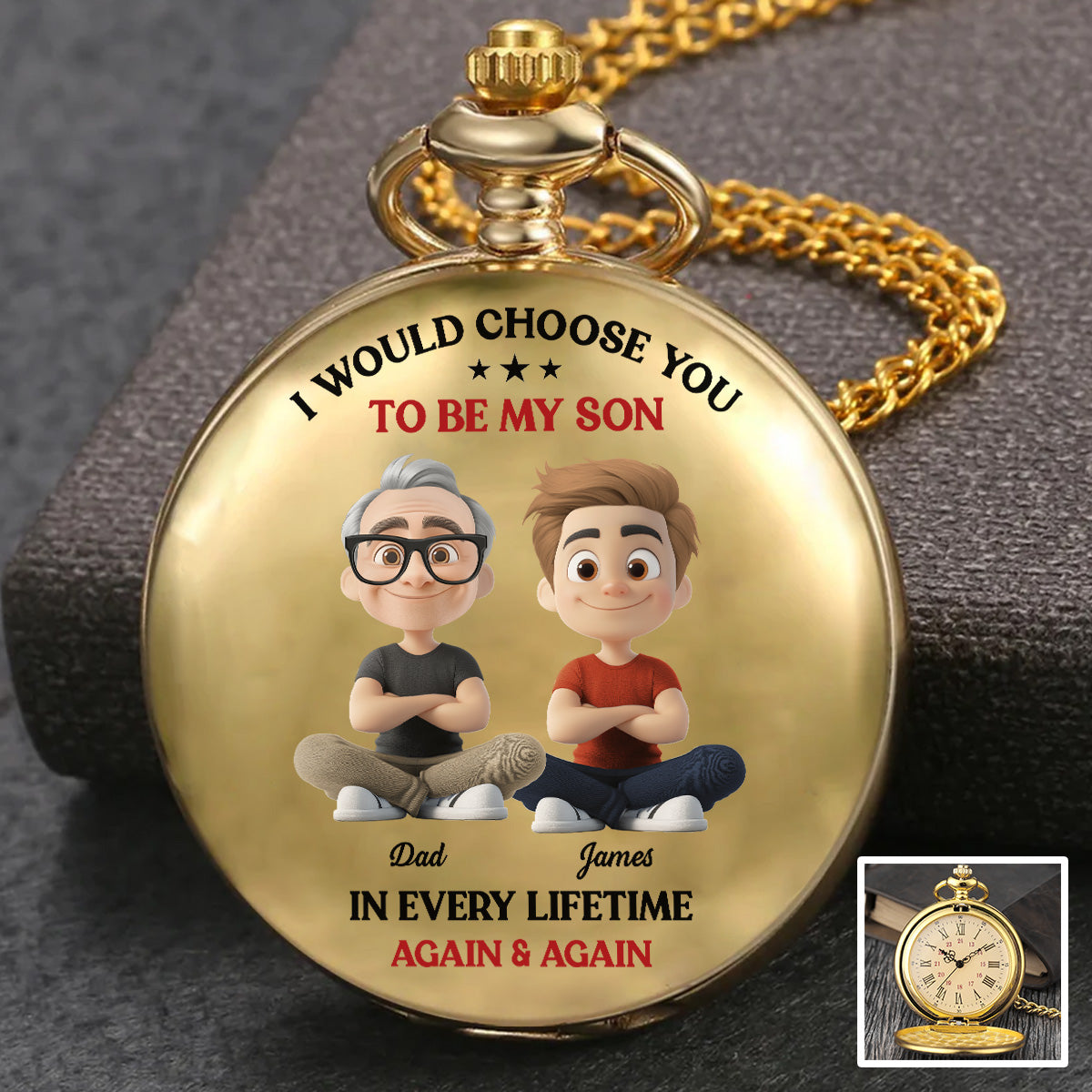 Always Choose You My Son - Personalized Print Pocket Watch