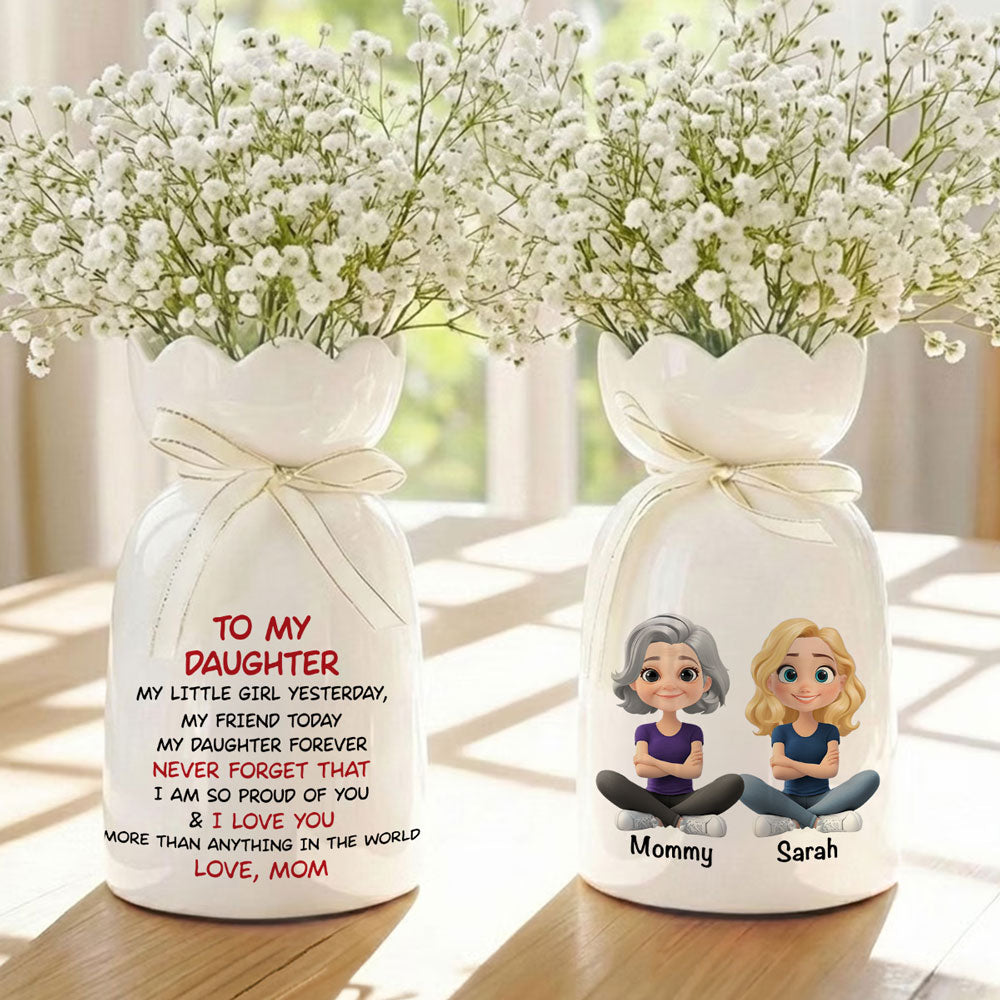 My Daughter Forever - Personalized Ribbon Tie Flower Vase