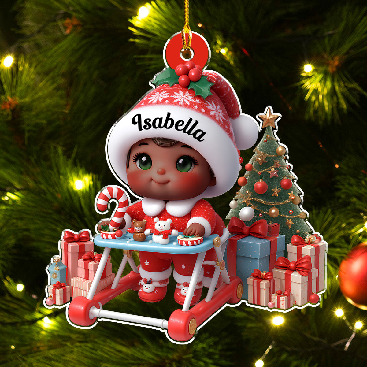 Custom Family Ornament, Christmas Gift for Family Members •  Sweet Baby In Stroller - Personalized Acrylic Ornament