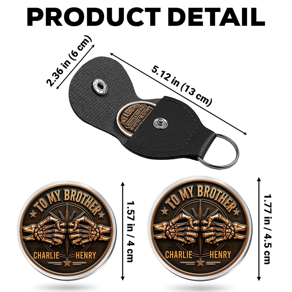 Custom Brother Coin Keychain, Birthday Gift for Family Members • Brothers By Blood - Personalized 3D Printing Pocket Hug