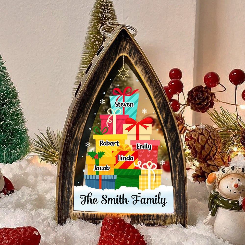 Custom Name Christmas Table Light, Gift for Family Members • Our Family Gift Tree - Personalized Table Lantern
