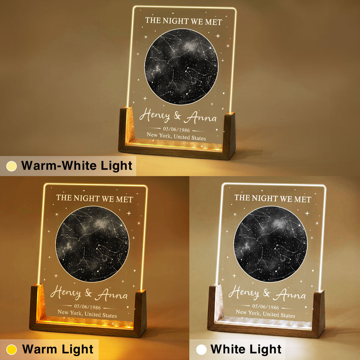 Custom Anniversary, Wedding, Christmas Gift For Husband, Him• The Night We Met - Personalized Night Light