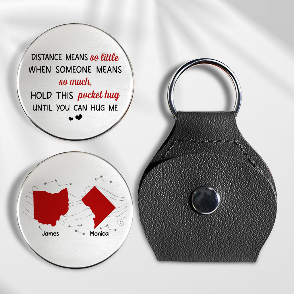 Custom Coin Keychain, Mother's Father's Day Birthday Gift Keepsake • A Hug For You - Personalized Pocket Hug